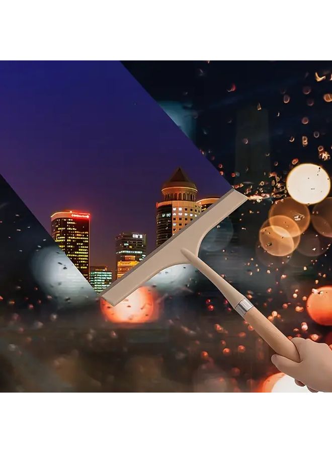 منظف زجاج صغير من الفولاذ المقاوم للصدأ بمقبض خشبي وأداة كشط نوافذ خالية من الخطوط - Image 1